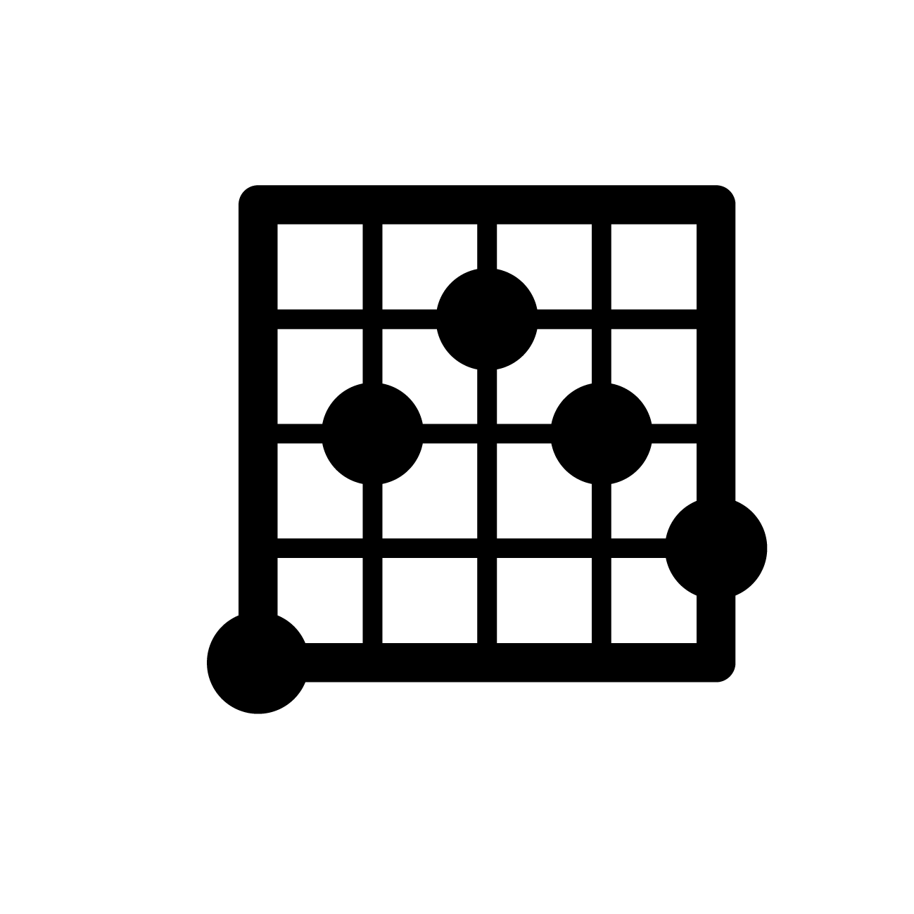 碁盤のようなグリッドに点が配置された、戦略のアイコン